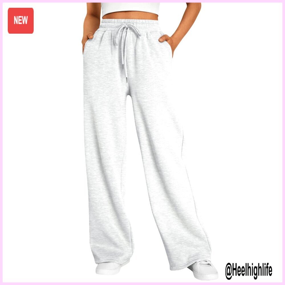 Wide Leg Fleece Lined Sweatpants High Waisted Baggy Lounge Pants